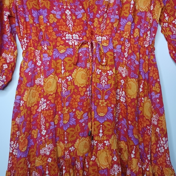 Vibrant Floral Maxi Dress in Orange and Purple - Picture 2 of 13